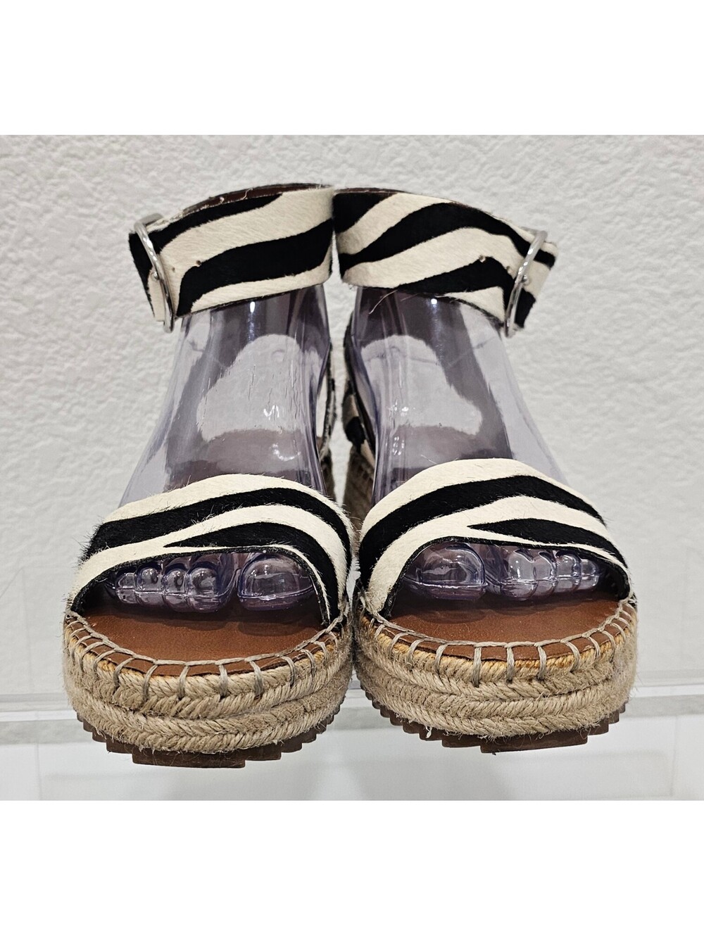 Franco Sarto Marona Zebra Haircalf Espadrille Platform Sandals Women’s 7M - Picture 3 of 14
